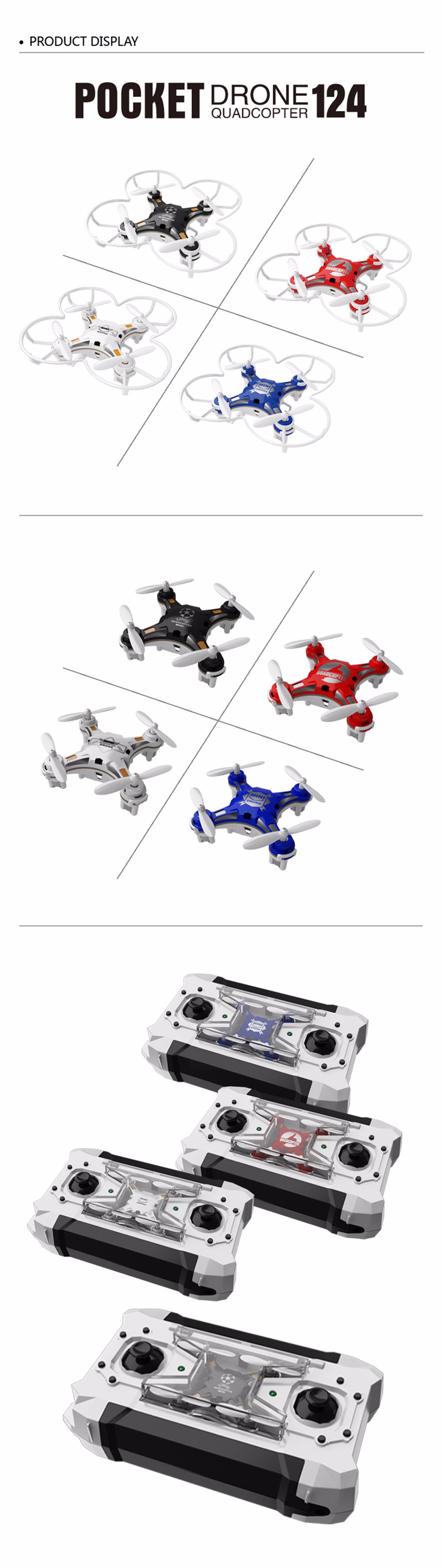 SBEGO - 124 2.4G 4CH 6-Axis Gyro RTF Remote Control Pocket Quadcopter Toy