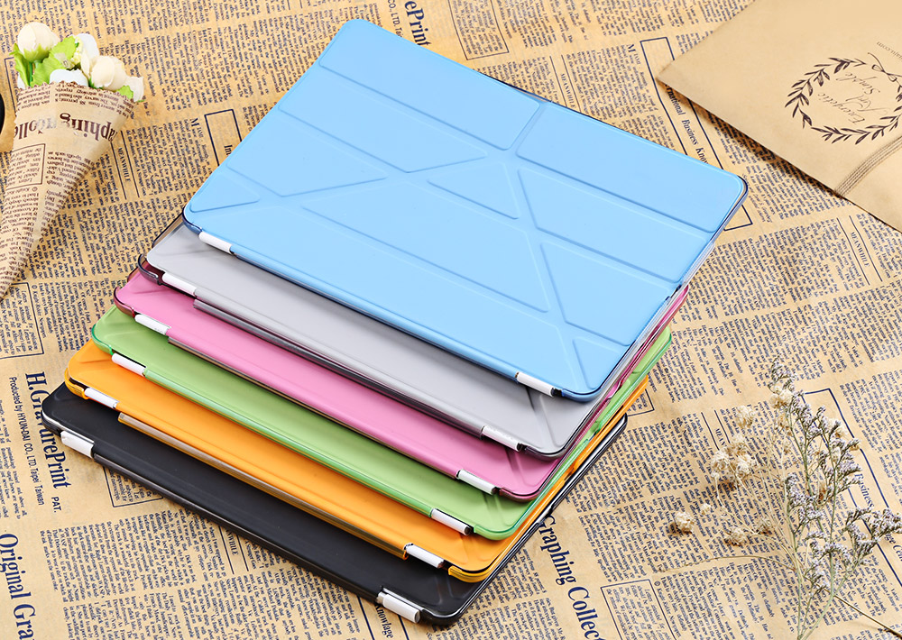 PU Leather Smart Sleep Cover PC Back Case Stand for iPad Air