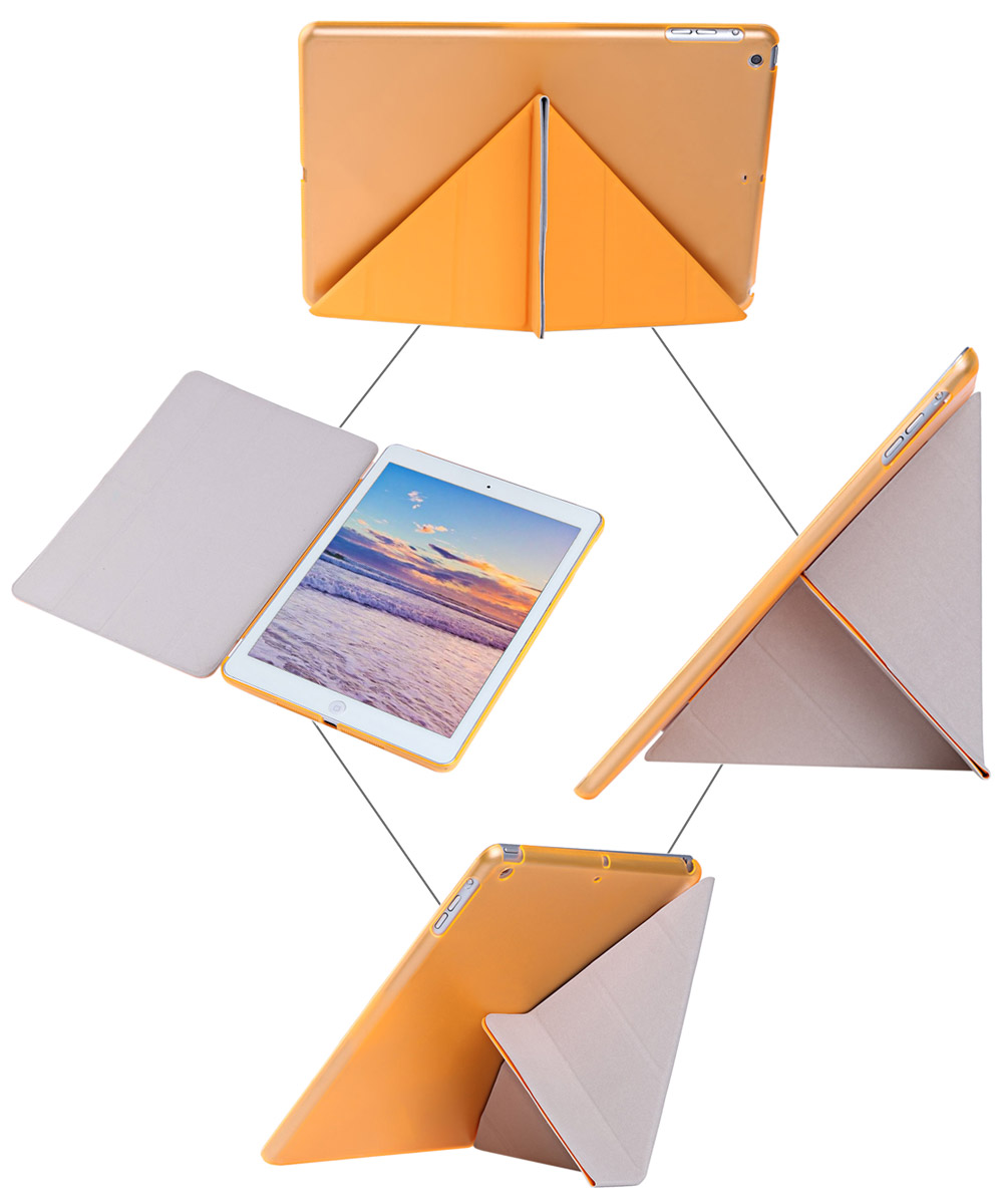 PU Leather Smart Sleep Cover PC Back Case Stand for iPad Air