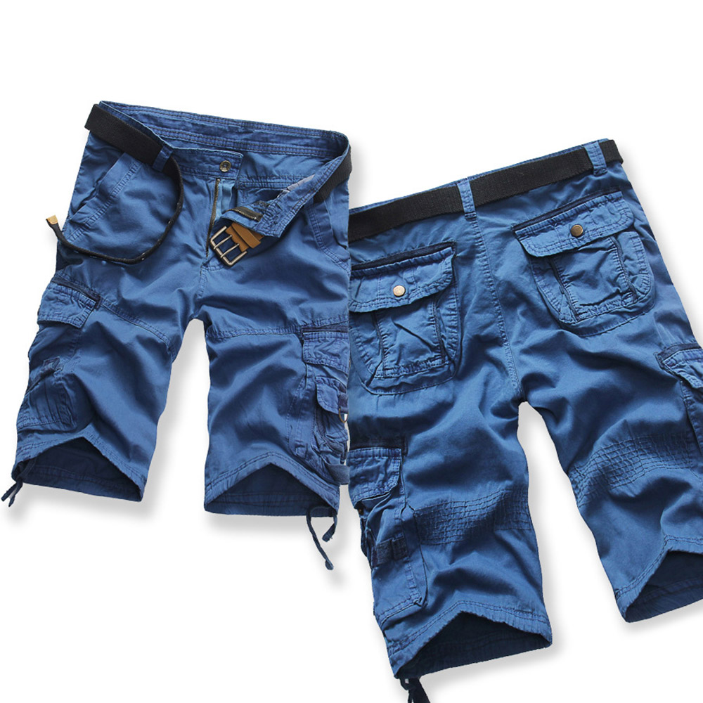 Casual Mid Waist Solid Color Loose-fitting Cotton Shorts for Men