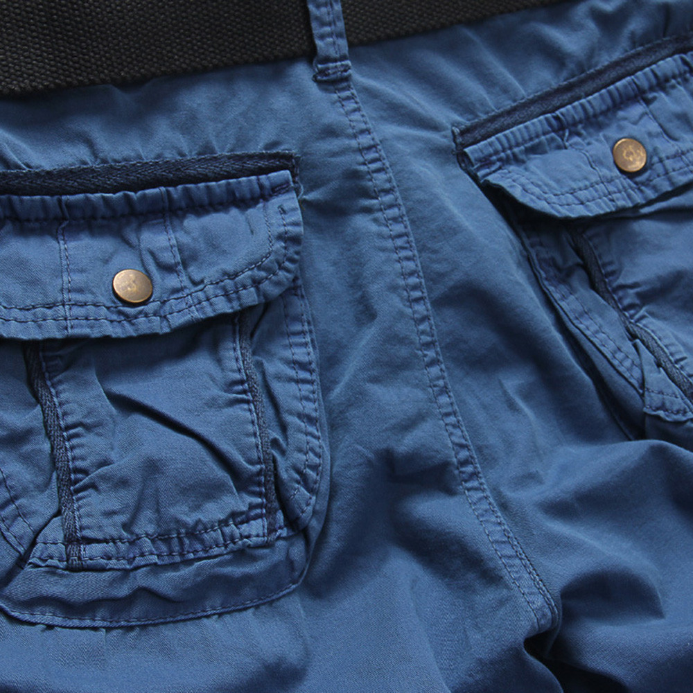 Casual Mid Waist Solid Color Loose-fitting Cotton Shorts for Men