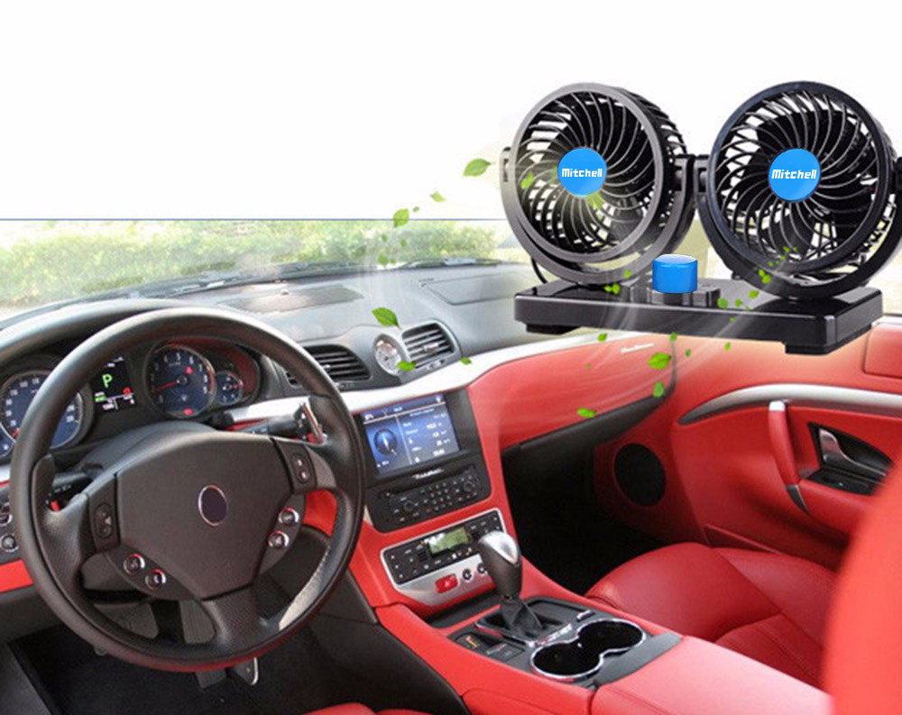 Mitchell 2 Gears 360 Degree Rotating Mini Low Noise Adjustable Car Air Conditioner Cooling Fan