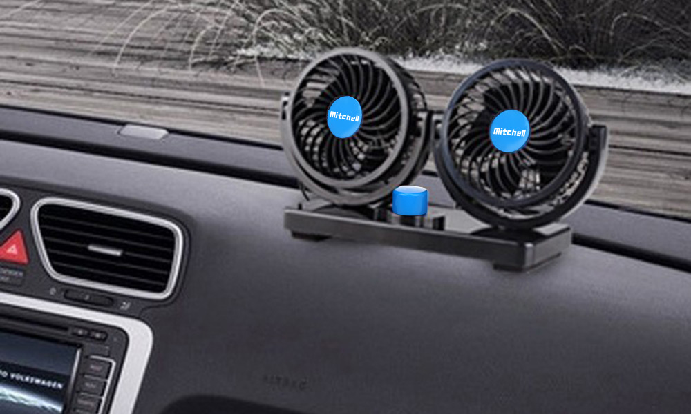 Mitchell 2 Gears 360 Degree Rotating Mini Low Noise Adjustable Car Air Conditioner Cooling Fan