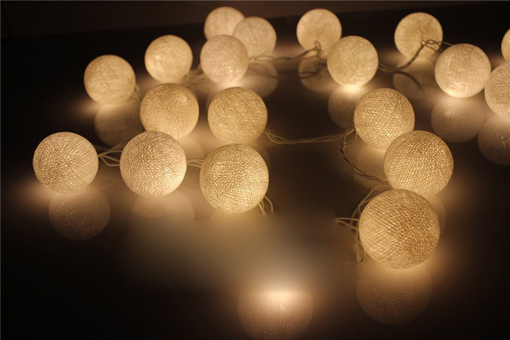 20PCS Creative Cotton LED Ball String Lights for Banquet Decoration Ornament