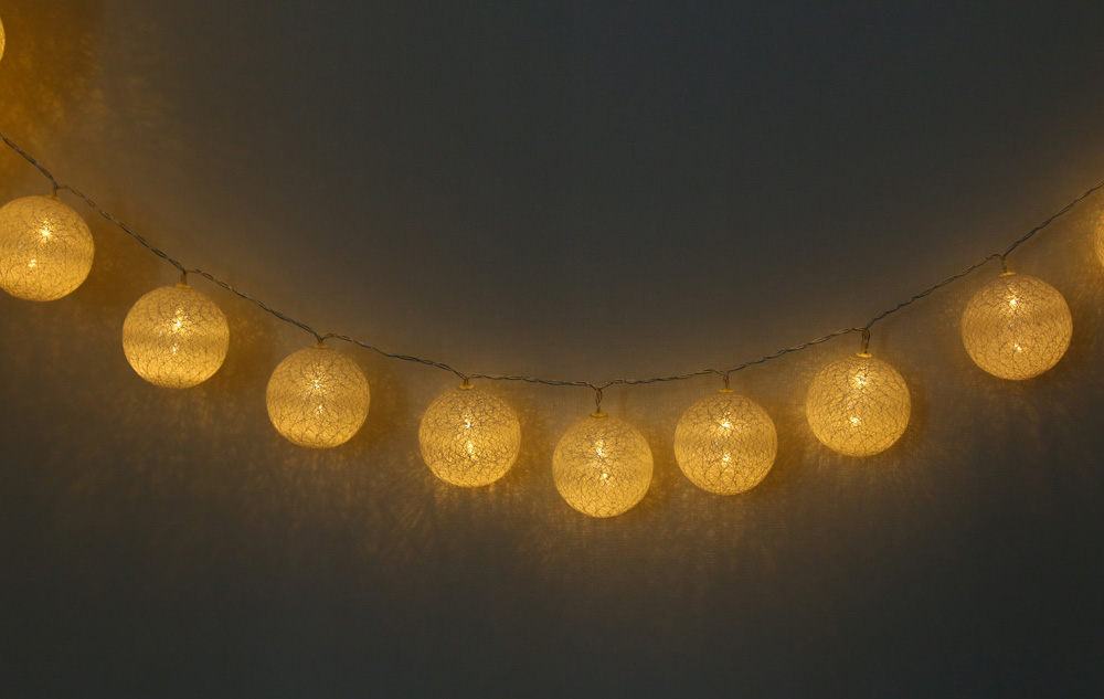 20PCS Creative Cotton LED Ball String Lights for Banquet Decoration Ornament