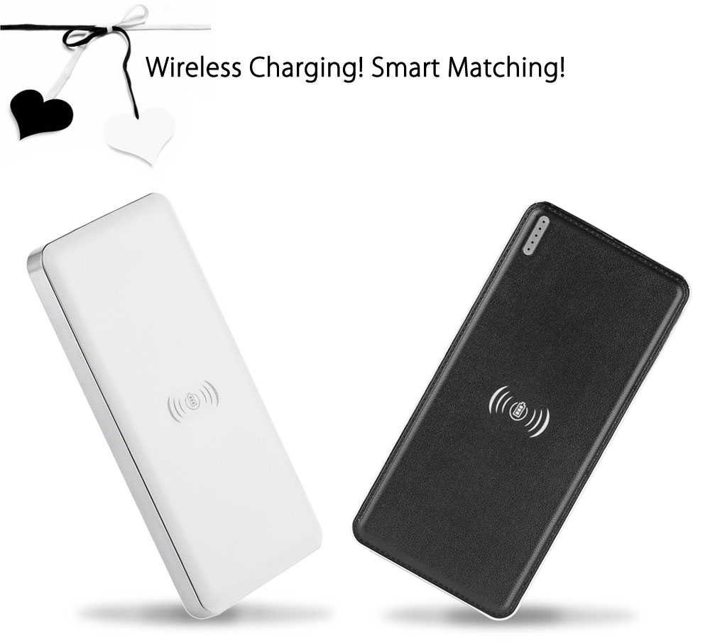 Ultra Slim Qi Wireless Charger 10000mAh Power Bank Smooth Cover Dual USB Port Ultra Slim Qi Wireless Charger 10000mAh Power Bank Smooth Cover Dual USB Port