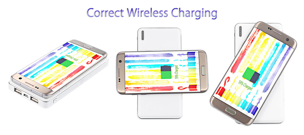 Ultra Slim Qi Wireless Charger 10000mAh Power Bank Smooth Cover Dual USB Port