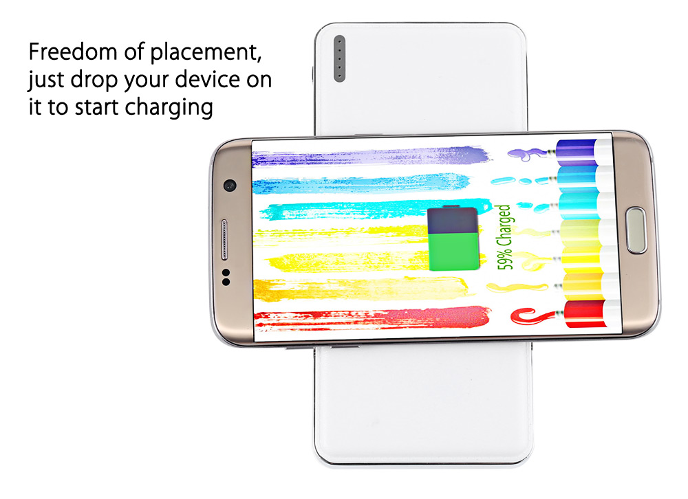 Ultra Slim Qi Wireless Charger 10000mAh Power Bank Smooth Cover Dual USB Port Ultra Slim Qi Wireless Charger 10000mAh Power Bank Smooth Cover Dual USB Port