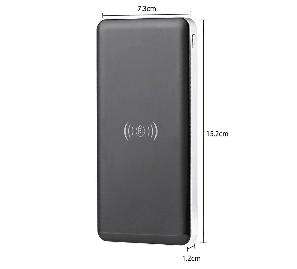 Ultra Slim Qi Wireless Charger 10000mAh Power Bank Smooth Cover Dual USB Port Ultra Slim Qi Wireless Charger 10000mAh Power Bank Smooth Cover Dual USB Port