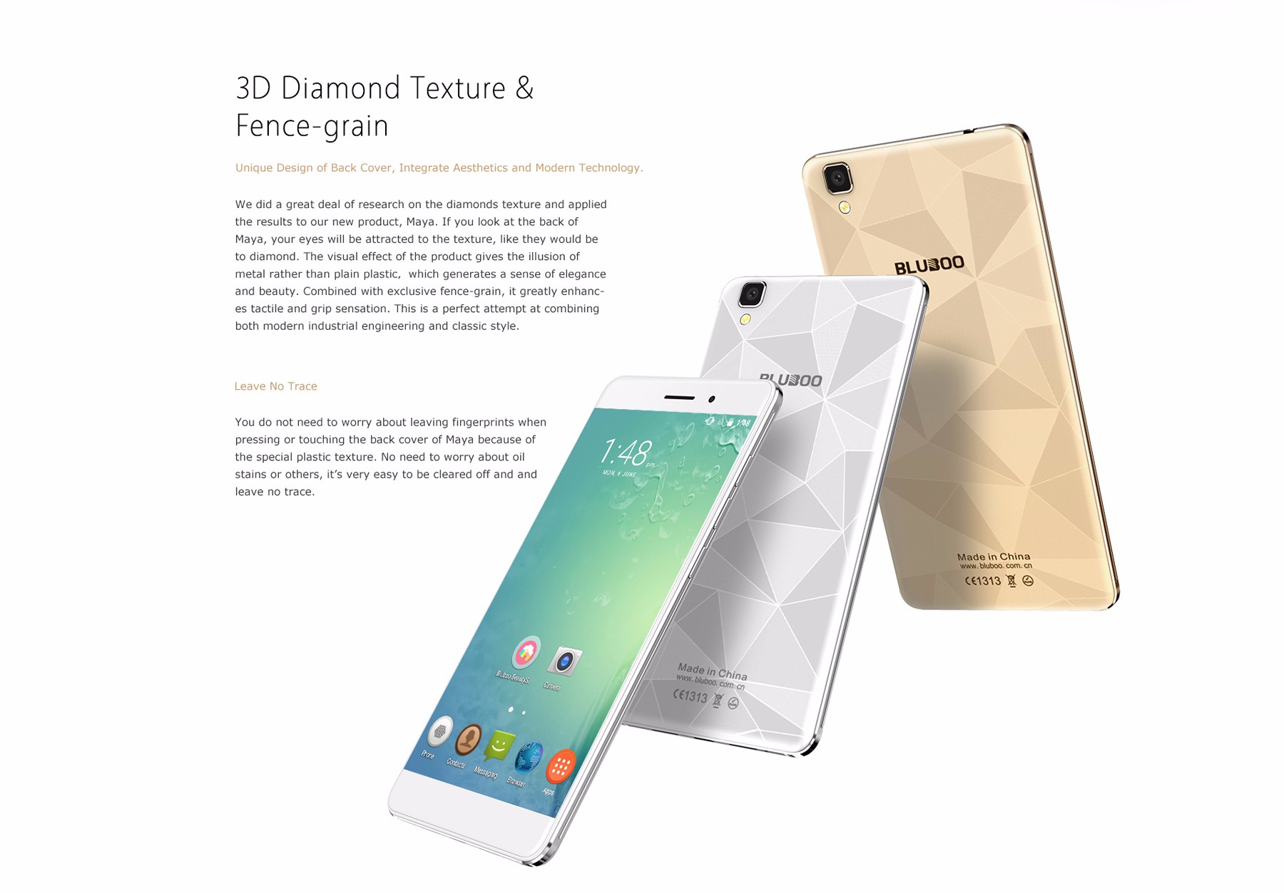 Bluboo Maya Android 6.0 5.5 inch HD Screen 3G Phablet MTK6580 Quad Core 1.3GHz 2GB RAM 16GB ROM Gravity Sensor