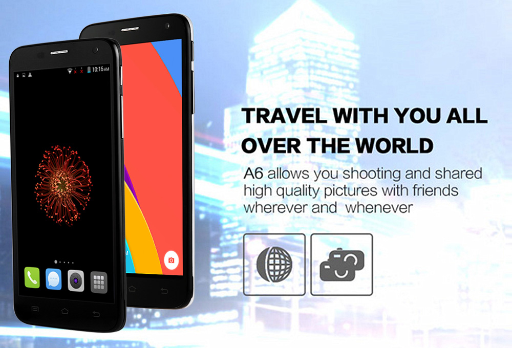 5.0 inch Ken Xin Da A6 Android 4.4 3G Smartphone MTK6582 Quad Core 1.3GHz 1GB RAM 8GB ROM Dual Cameras GPS WiFi