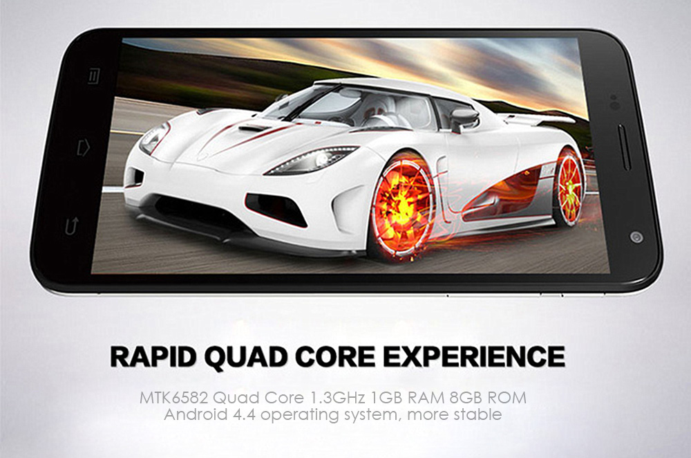 5.0 inch Ken Xin Da A6 Android 4.4 3G Smartphone MTK6582 Quad Core 1.3GHz 1GB RAM 8GB ROM Dual Cameras GPS WiFi