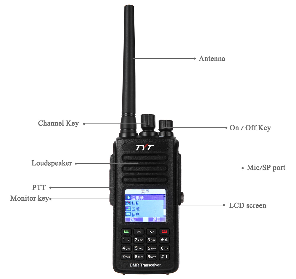 IP67 Waterproof Handheld Transceiver TYT MD-390 DMR Digital Walkie Talkie 1000 Channels UHF400-480MHz