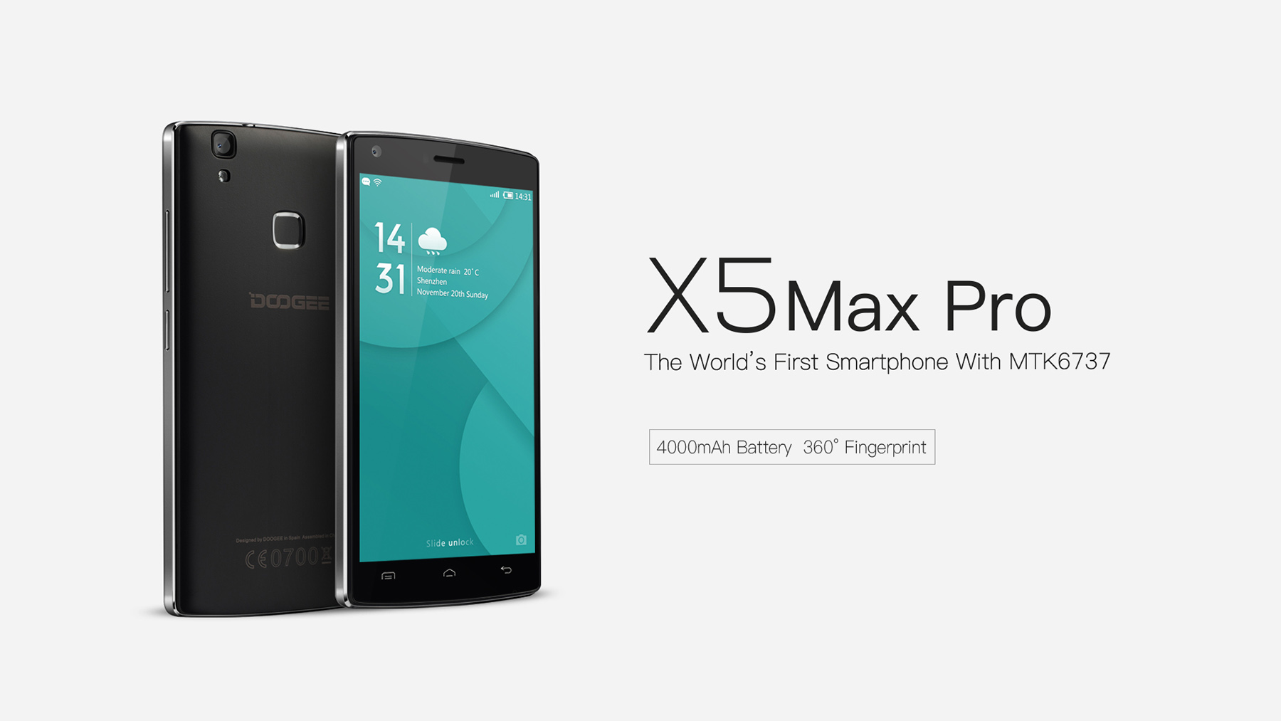 DOOGEE X5 MAX Pro 5.0 inch 4G Smartphone Android 6.0 MTK6737 Quad Core 1.3GHz 2GB RAM 16GB ROM Fingerprint Sensor Sensor Cameras Bluetooth 4.0 4000mAh Battery