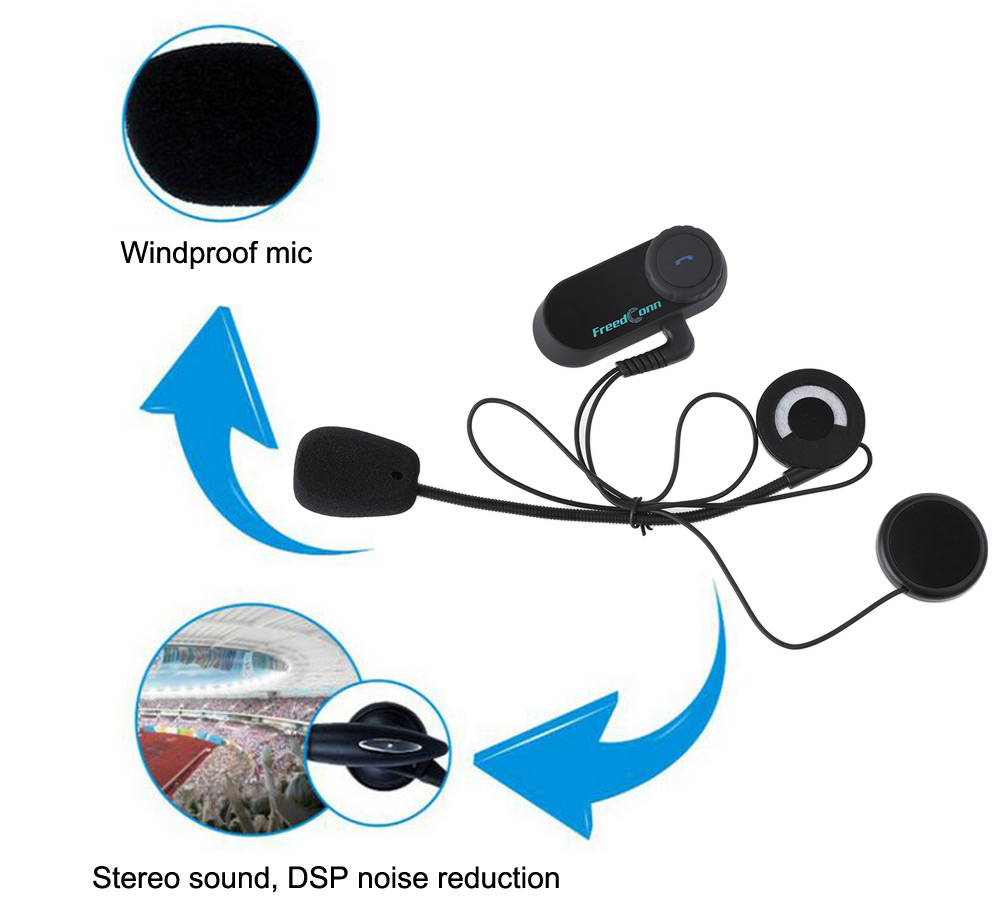 T - COMOS Motorcycle Full-duplex Helmet Intercom Bluetooth Water-resistant Interphone