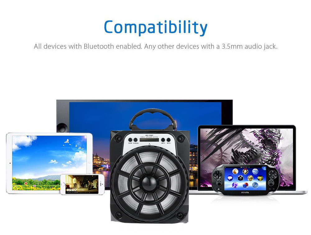 Redmaine MS - 135BT Portable High Power Output Multimedia FM Radio Wireless Bluetooth Speaker Redmaine MS - 135BT Portable High Power Output Multimedia FM Radio Wireless Bluetooth Speaker