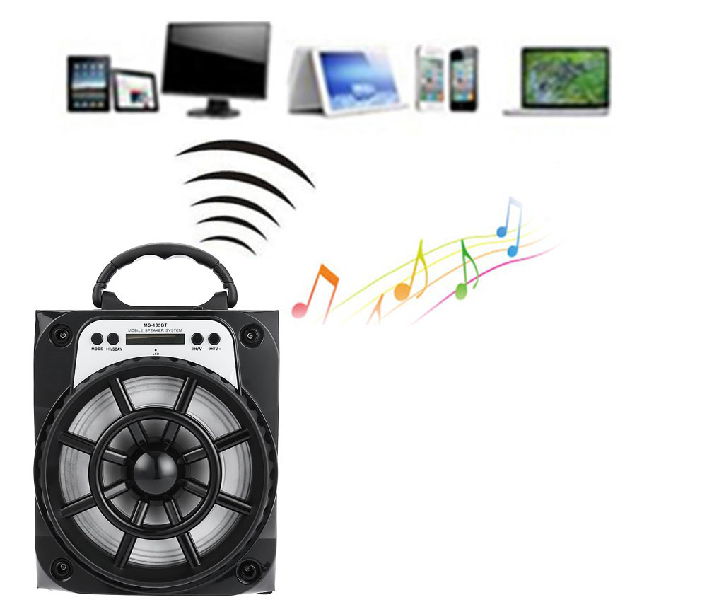 Redmaine MS - 135BT Portable High Power Output Multimedia FM Radio Wireless Bluetooth Speaker Redmaine MS - 135BT Portable High Power Output Multimedia FM Radio Wireless Bluetooth Speaker