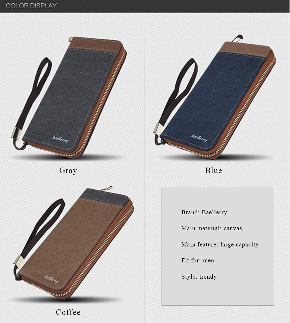 Baellerry Patchwork Canvas Men Portable Clutch Wallet Baellerry Patchwork Canvas Men Portable Clutch Wallet