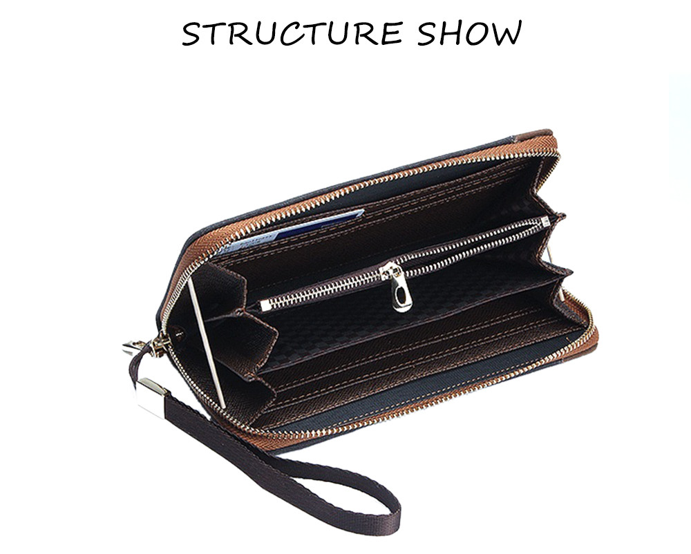 Baellerry Patchwork Canvas Men Portable Clutch Wallet Baellerry Patchwork Canvas Men Portable Clutch Wallet