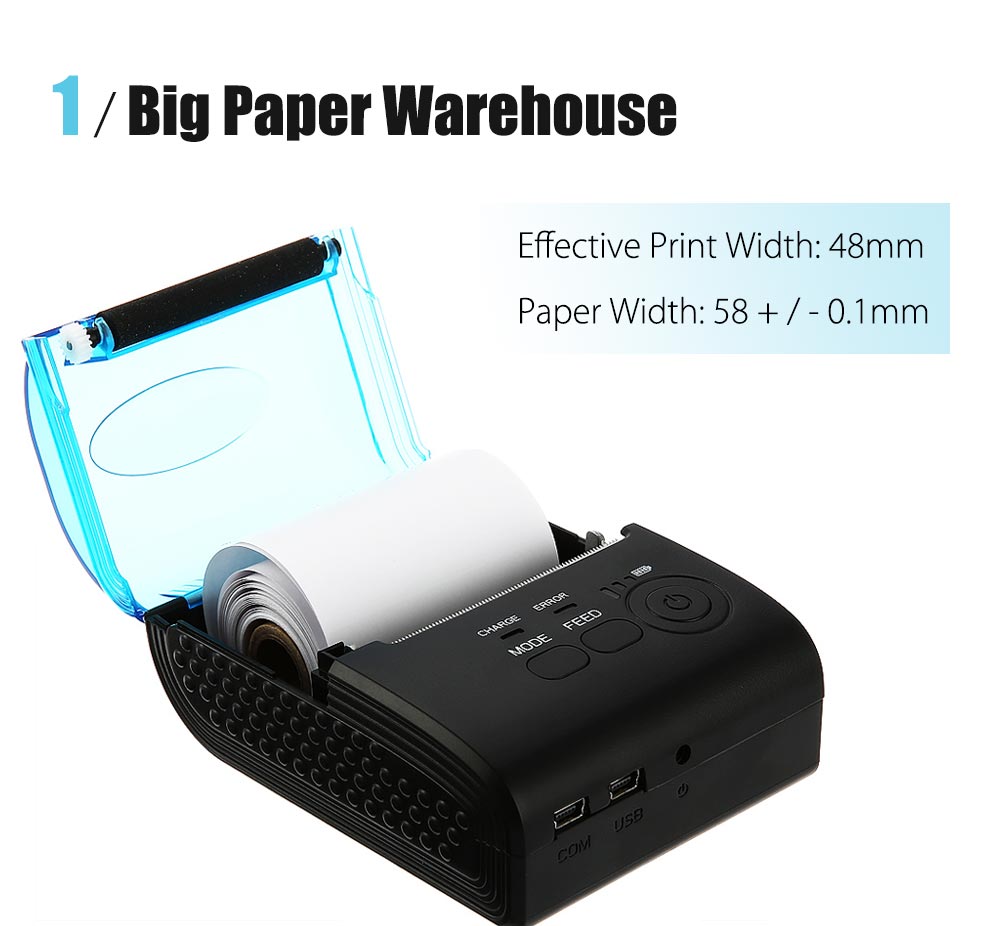 ZJ - 5805 Portable 58mm Bluetooth 4.0 Android 4.0 Thermal POS Printer