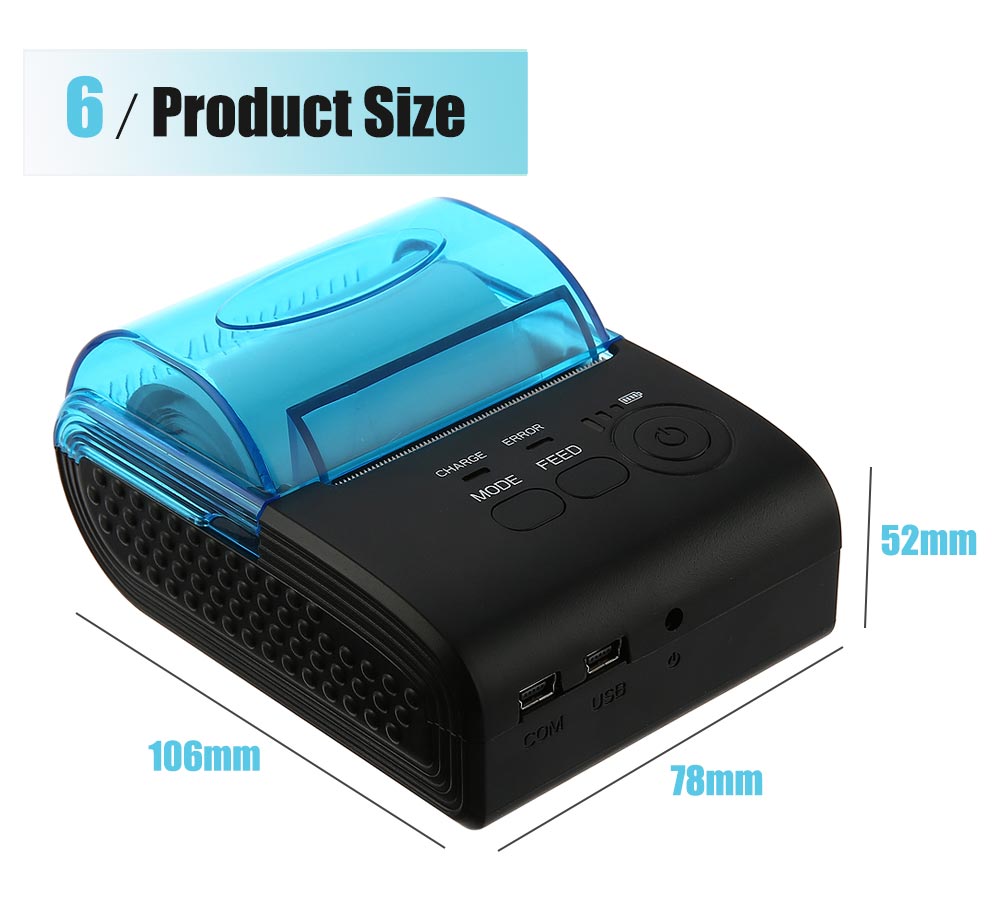 ZJ - 5805 Portable 58mm Bluetooth 4.0 Android 4.0 Thermal POS Printer
