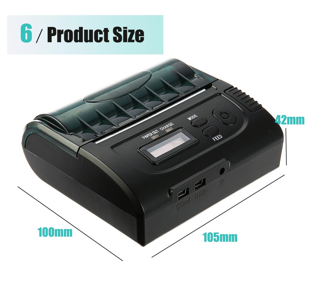 ZJ - 8002 Portable 80mm Bluetooth 2.0 Mini Thermal POS Printer