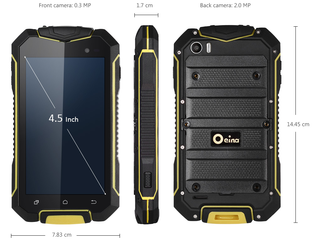 Oeina XP7700 Android 5.1 4.5 inch 3G Smartphone MTK6580 1.3GHz Quad Core 512MB RAM 8GB ROM GPS Dustproof Shockproof Gravity Sensor