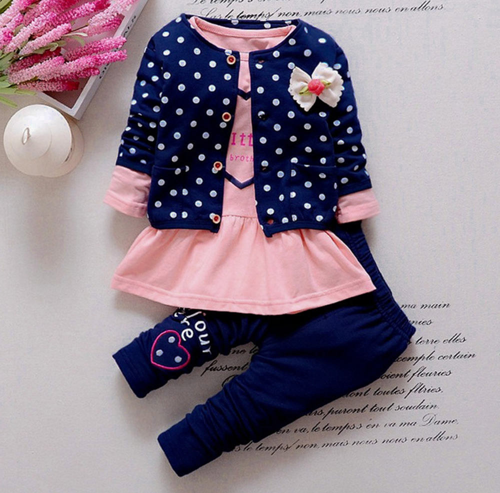 3pcs Lovely Girls Long Sleeve Tops / Coat / Trousers