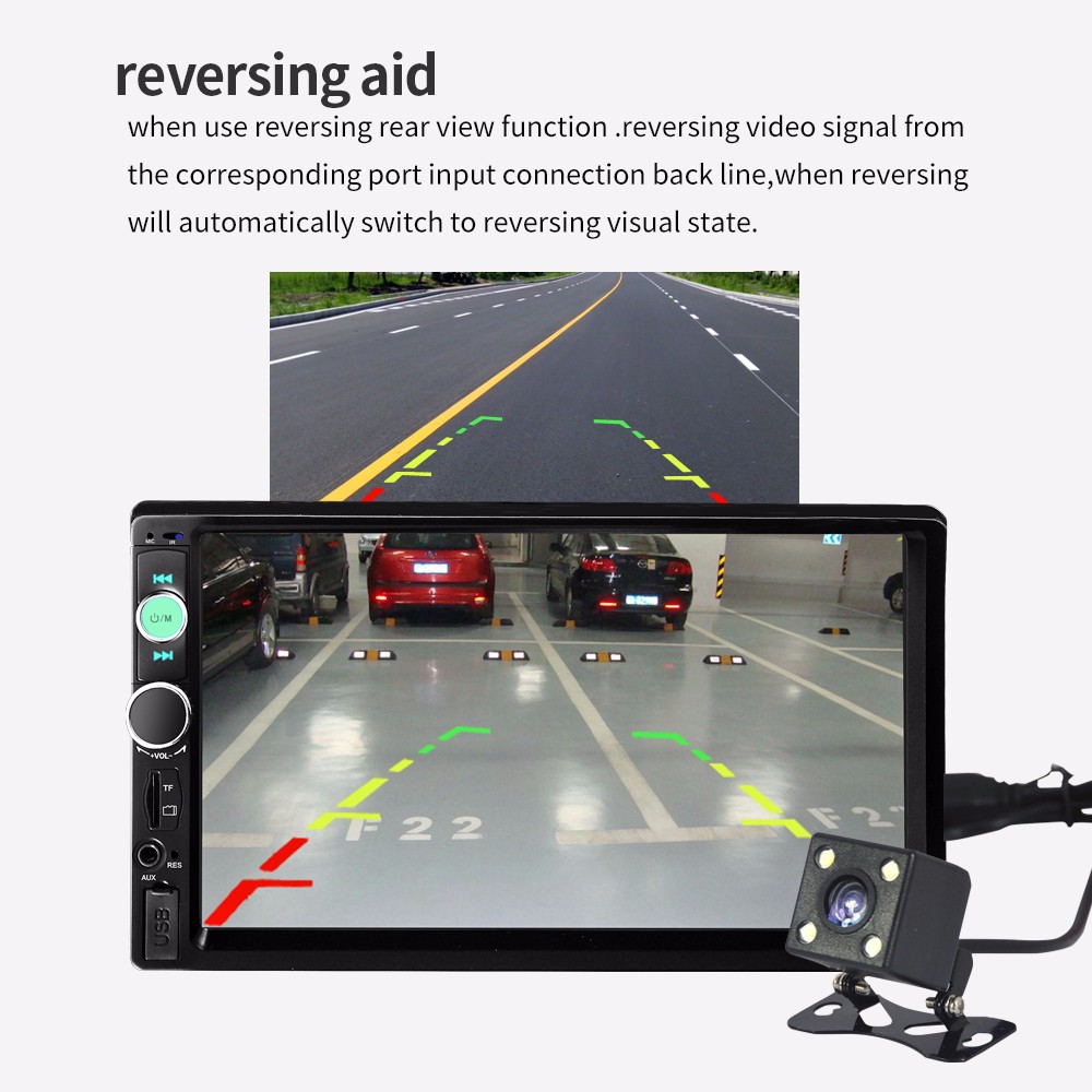 7010B 7 Inch Bluetooth V2.0 TFT Screen 12V Car Audio Stereo MP5 Player Auto Video with Rearview Camera