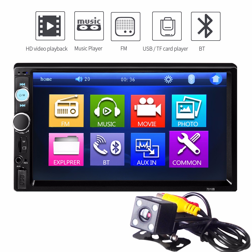 7010B 7 Inch Bluetooth V2.0 TFT Screen 12V Car Audio Stereo MP5 Player Auto Video with Rearview Camera