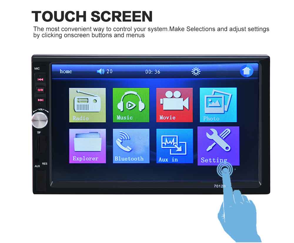 7012B 7 Inch Bluetooth V2.0 Car Audio Stereo MP5 Player 12V Auto Video Support AUX FM USB Remote Control