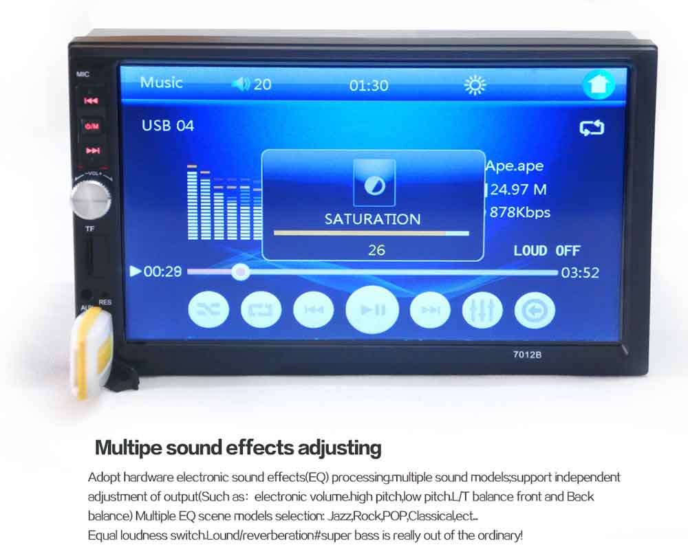 7012B 7 Inch Bluetooth V2.0 Car Audio Stereo MP5 Player 12V Auto Video Support AUX FM USB Remote Control