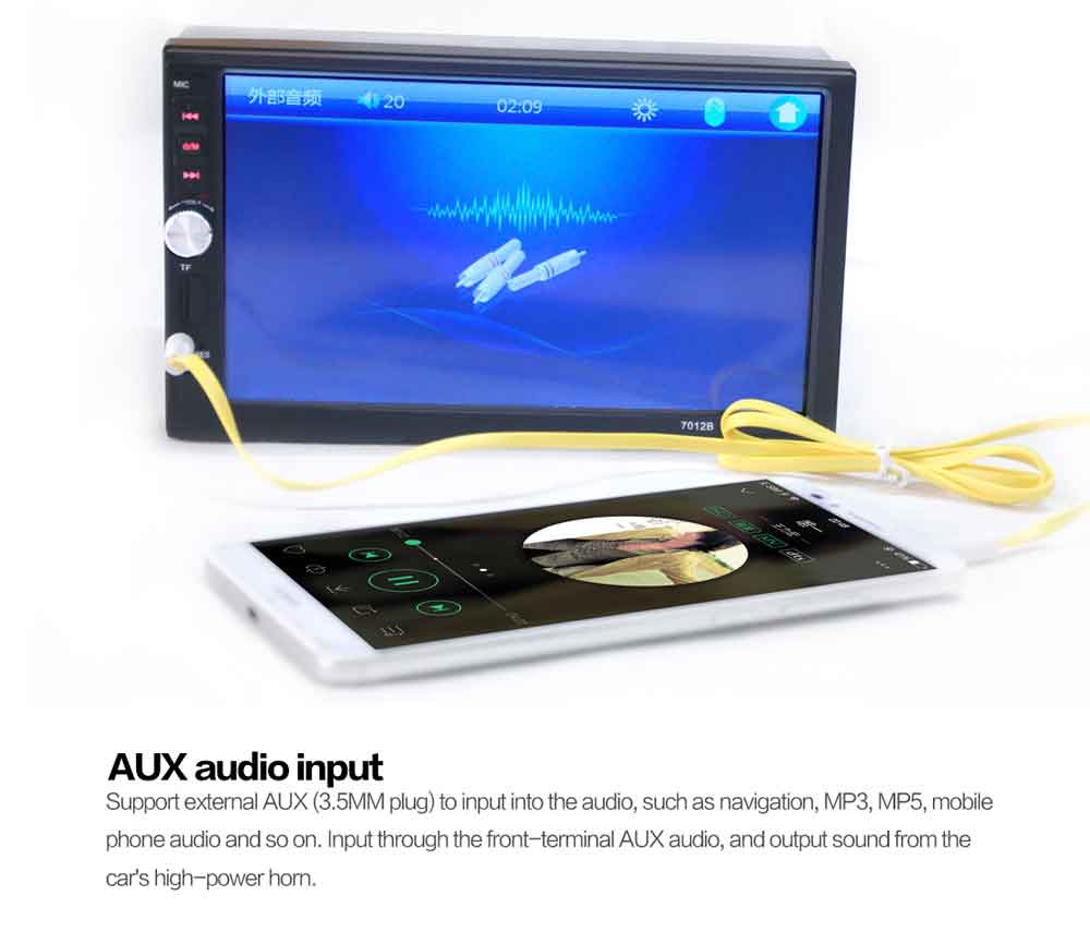 7012B 7 Inch Bluetooth V2.0 Car Audio Stereo MP5 Player 12V Auto Video Support AUX FM USB Remote Control