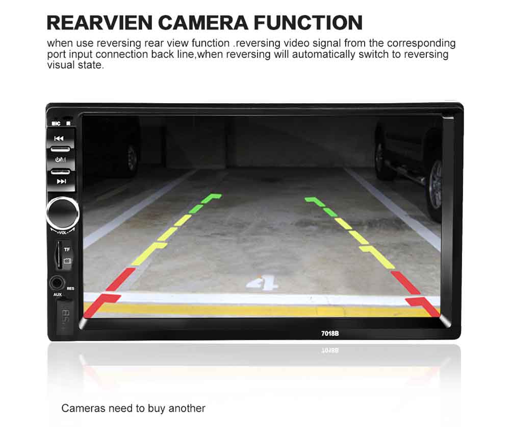 7018B 7 Inch Bluetooth V2.0 Car Audio Stereo MP5 Player 12V Auto Video Support AUX FM USB Remote Control