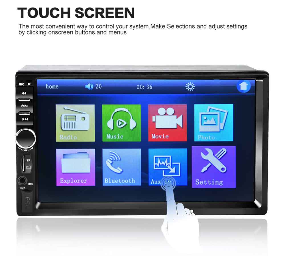 7018B 7 Inch Bluetooth V2.0 Car Audio Stereo MP5 Player 12V Auto Video Support AUX FM USB Remote Control