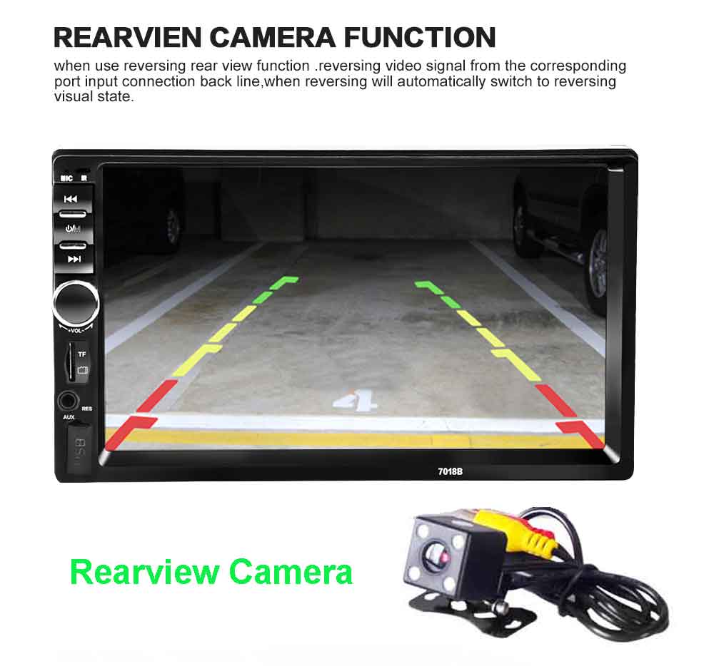 7018B 7 Inch Bluetooth V2.0 12V Car Audio Stereo MP5 Player Auto Video with Rearview Camera