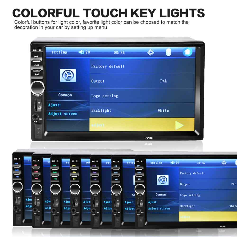 7018B 7 Inch Bluetooth V2.0 12V Car Audio Stereo MP5 Player Auto Video with Rearview Camera