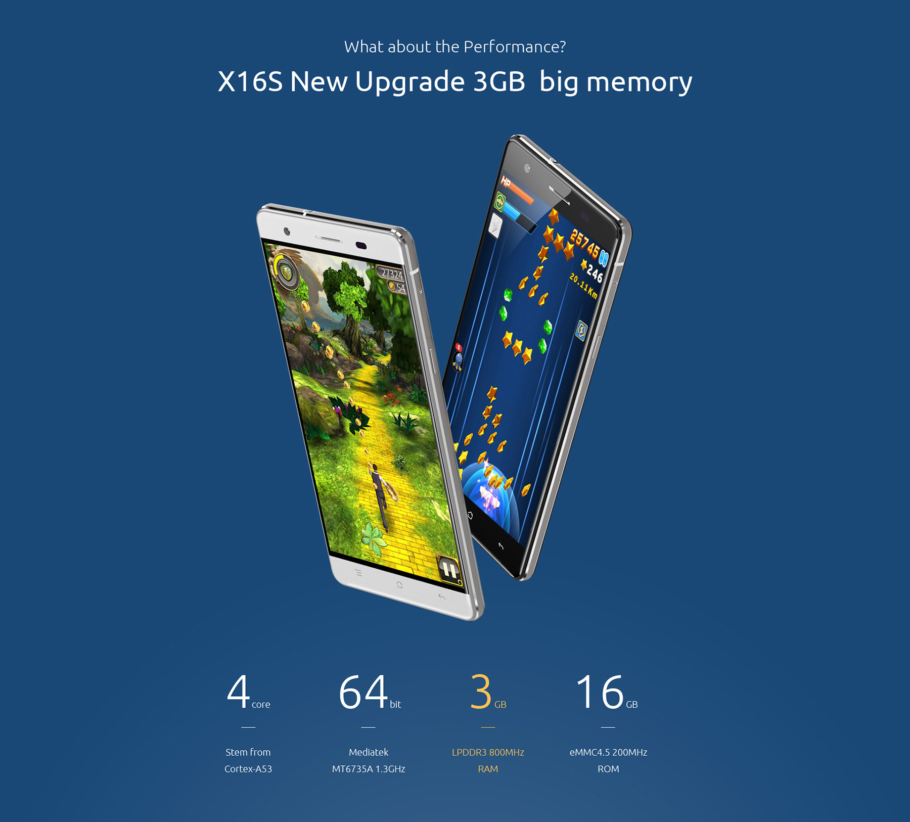 Cubot X16 S Android 6.0 5 inch 4G Smartphone MT6735 Quad Core 1.3GHz 3GB RAM 16GB ROM Dual Cameras OTG GPS