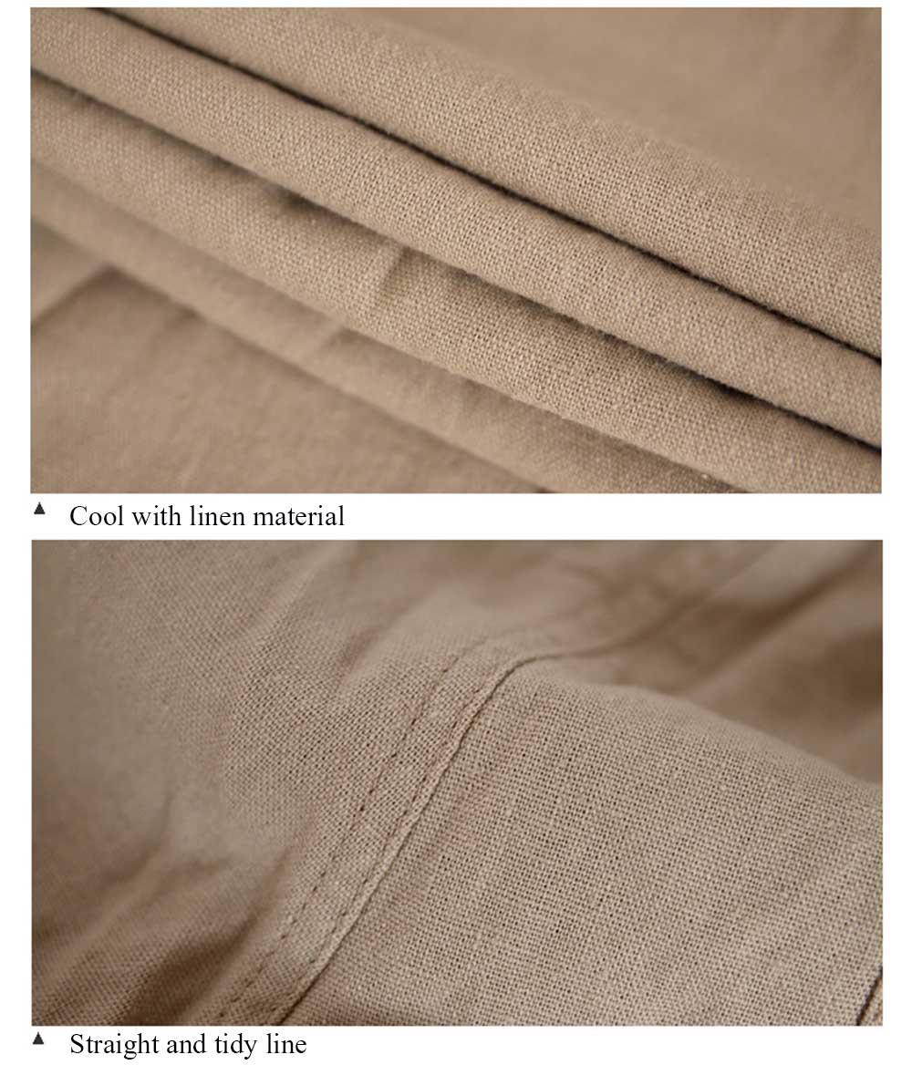 Causal Linen Breathable Straight Elastic Band Men Pants