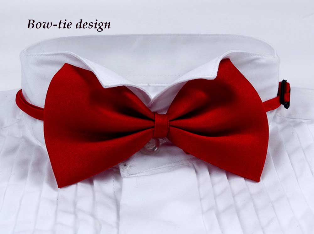 Pure Color Bow Tie Turn-down Collar Men Tuxedo Shirt