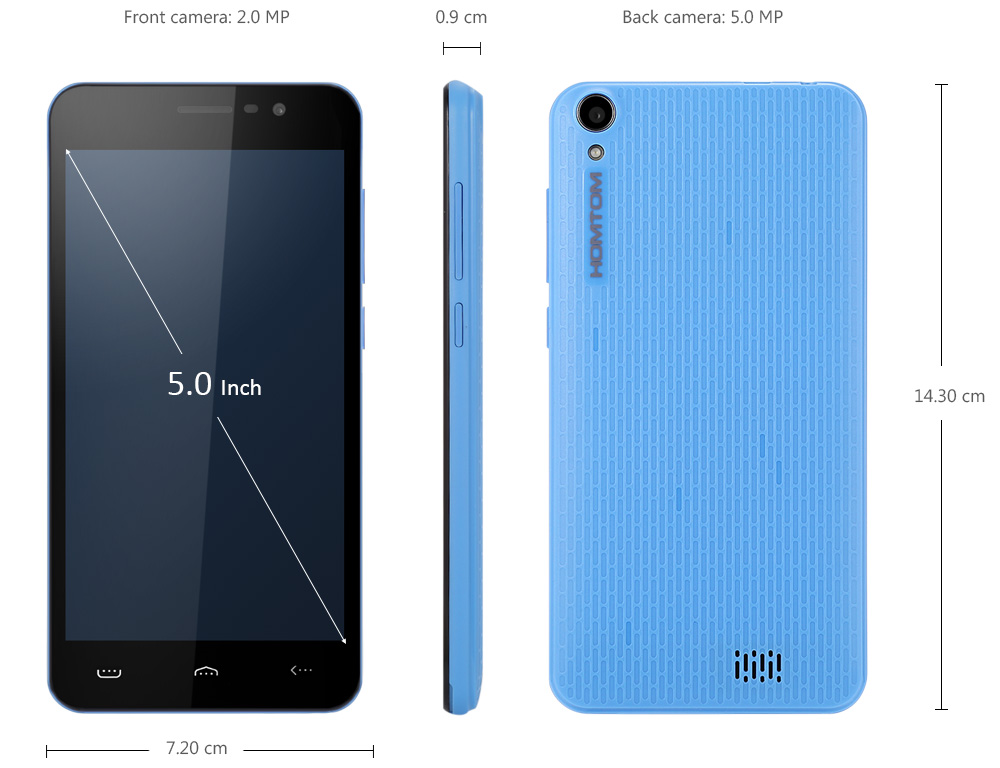 Homtom HT16 Android 6.0 5.0 inch 3G Smartphone MTK6580 Quad Core 1.3GHz 1GB RAM 8GB ROM Wakeup Gesture GPS A-GPS Bluetooth 4.0