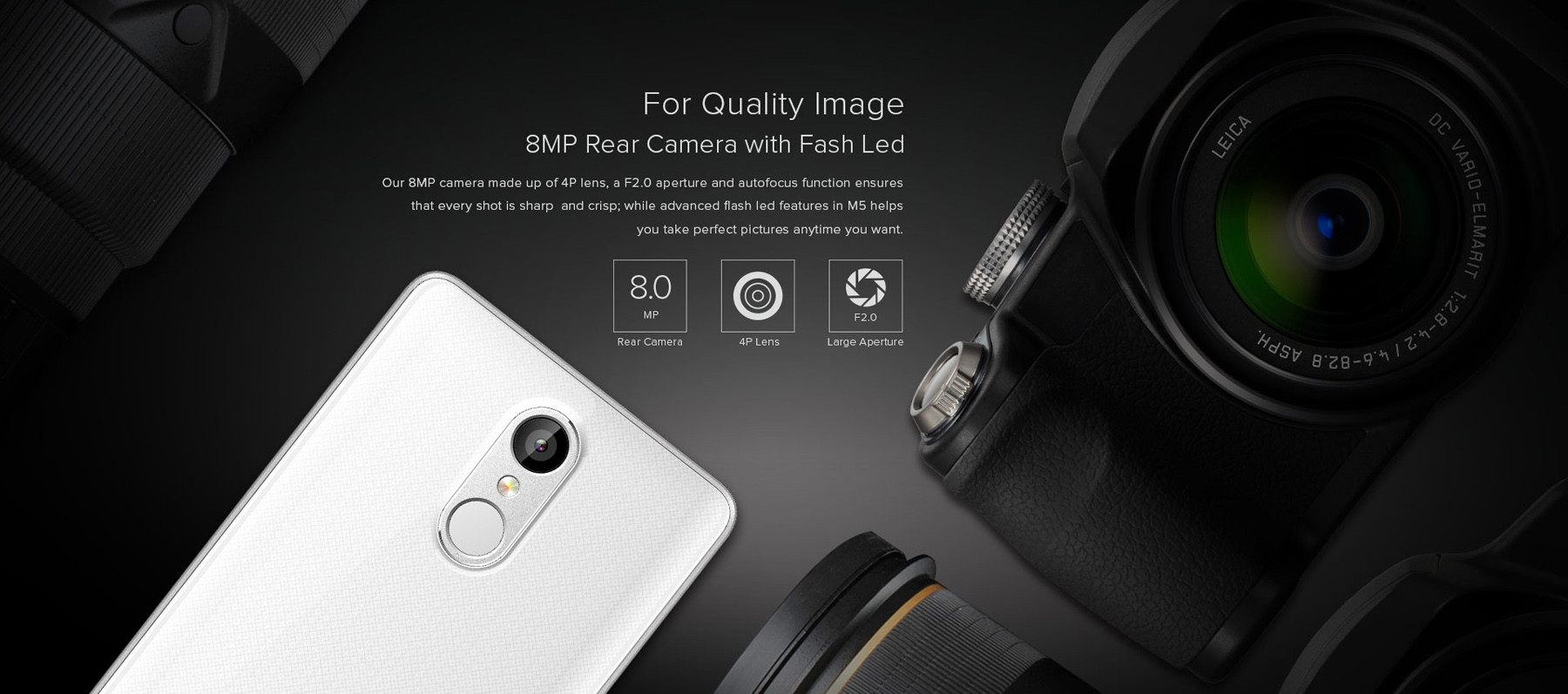Leagoo M5 Android 6.0 2.5D Arc 5.0 inch Corning Gorilla Glass 4 Screen 3G Smartphone MTK6580 1.3GHz Quad Core 2GB RAM 16GB ROM Finggerprint Scanner GPS Bluetooth 4.0