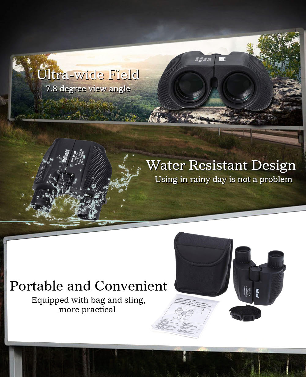 Beileshi 10 X 25 HD All-optical 114 - 1000M Waterproof Binocular Telescope for Tourism Beileshi 10 X 25 HD All-optical 114 - 1000M Waterproof Binocular Telescope for Tourism