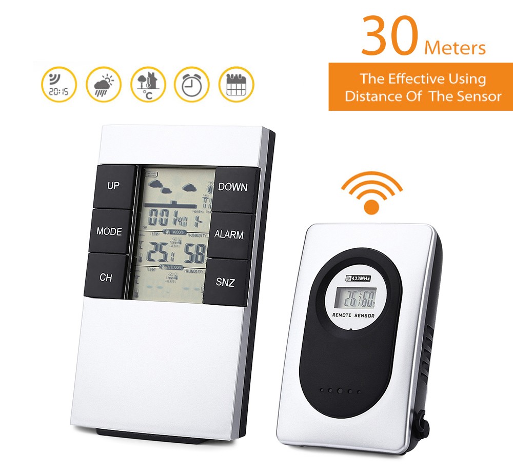 TS - H146 433MHz Wireless Weather Station Alarm Clock Indoor Outdoor Thermometer Hygrometer TS - H146 433MHz Wireless Weather Station Alarm Clock Indoor Outdoor Thermometer Hygrometer