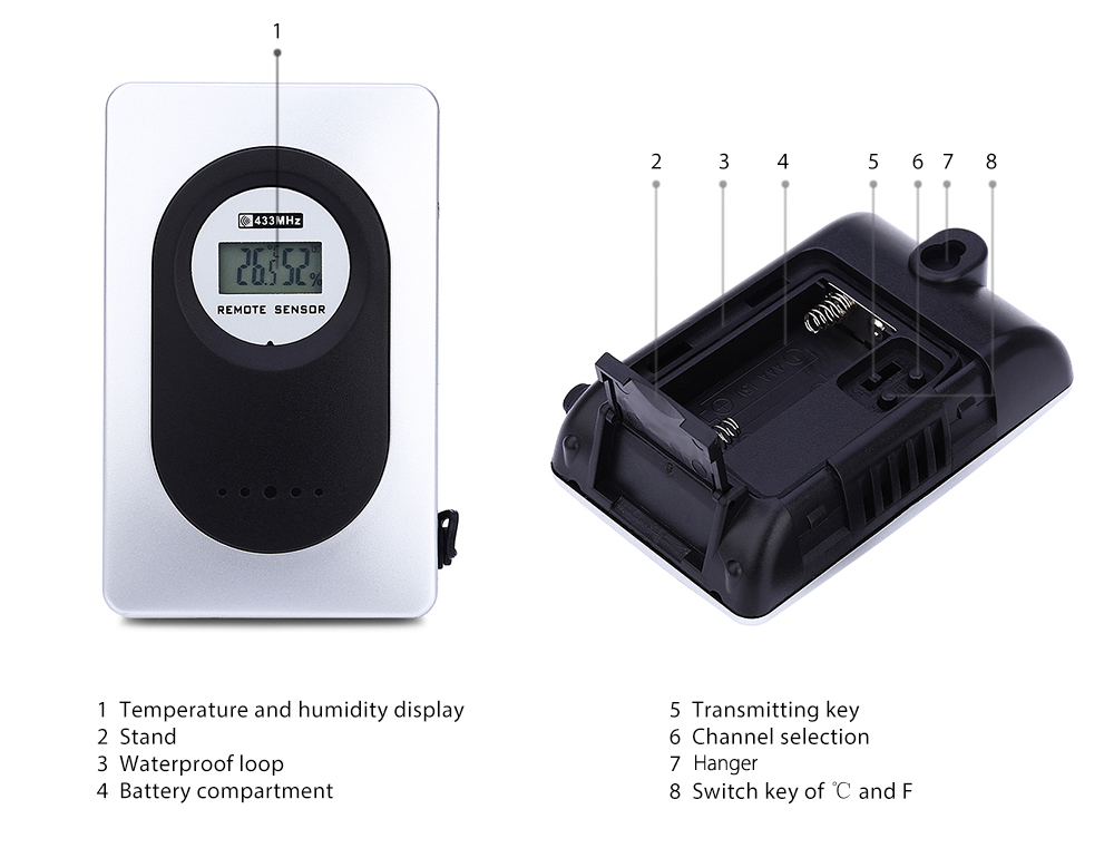 TS - H146 433MHz Wireless Weather Station Alarm Clock Indoor Outdoor Thermometer Hygrometer TS - H146 433MHz Wireless Weather Station Alarm Clock Indoor Outdoor Thermometer Hygrometer