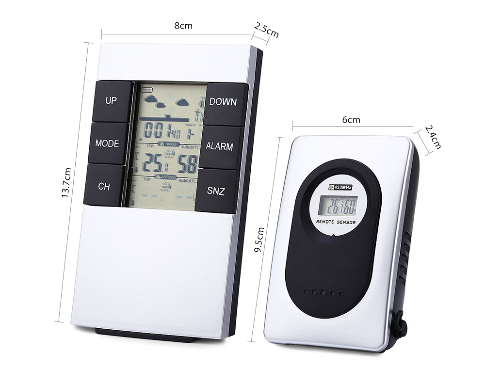 TS - H146 433MHz Wireless Weather Station Alarm Clock Indoor Outdoor Thermometer Hygrometer TS - H146 433MHz Wireless Weather Station Alarm Clock Indoor Outdoor Thermometer Hygrometer