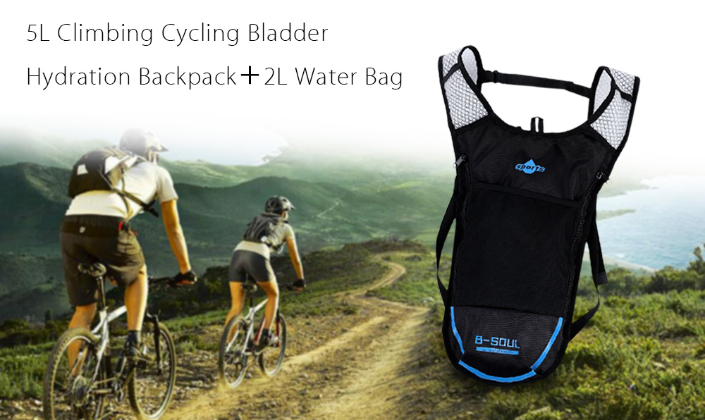 B - SOUL 2L Water Bag Tank 5L Hydration Bladder Hiking Climbing Riding Backpack