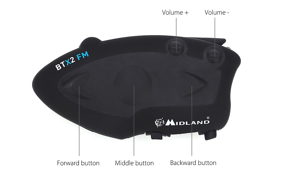 MIDLAND Paired BTX2 FM Motorcycle Bluetooth Intercom 800M Multi-user Inter-phone