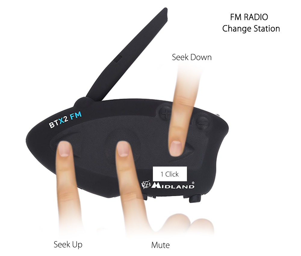 MIDLAND Paired BTX2 FM Motorcycle Bluetooth Intercom 800M Multi-user Inter-phone