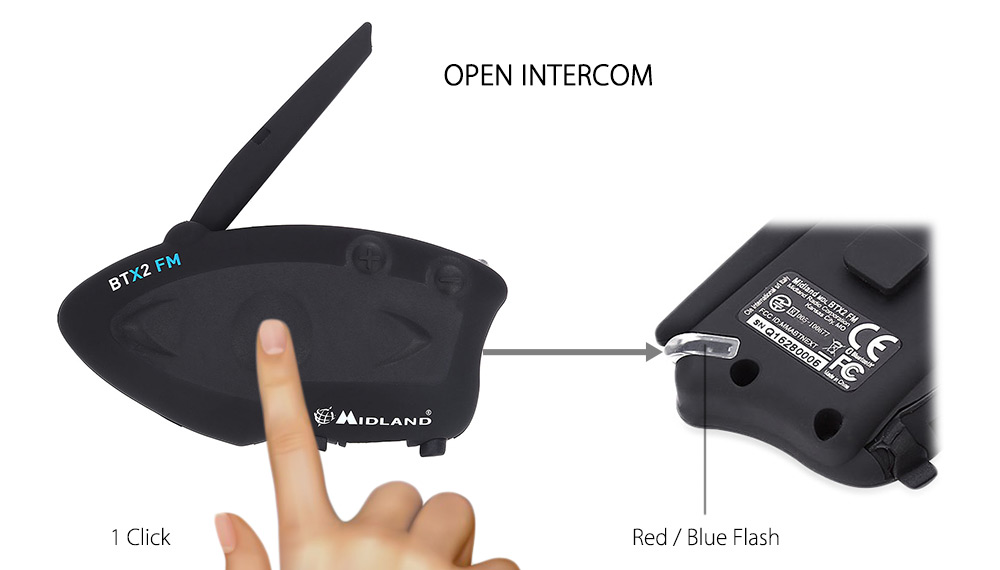 MIDLAND Paired BTX2 FM Motorcycle Bluetooth Intercom 800M Multi-user Inter-phone